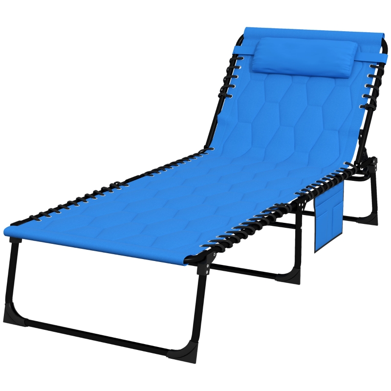 Best Padded Sun Lounger, with Five-Position Reclining Back - Blue - Image 11