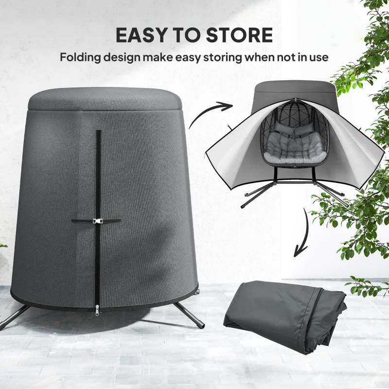 Best 196 x 230 cm Hanging Egg Chair Protective Cover - Grey - Image 6