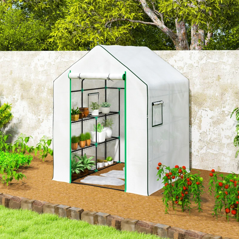 Best 143 x 140cm Walk-In Greenhouse, with Accessories - White - Image 8