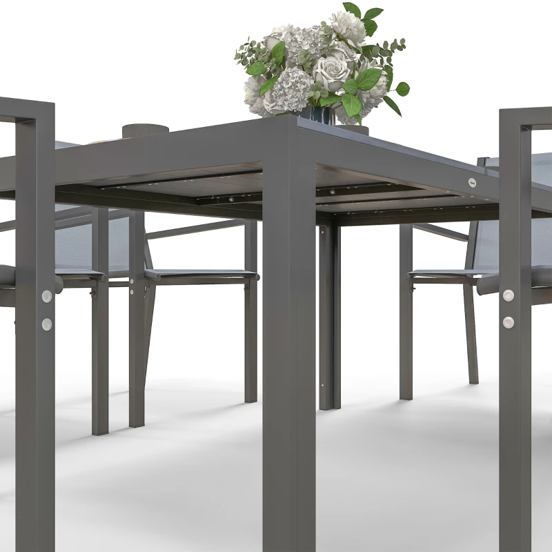 Best Seven-Piece Garden Dining Set, with Plastic Wood-Top Table - Grey - Image 7