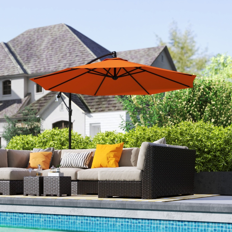 Best 3(m) Overhanging Parasol, with Base - Orange - Image 9