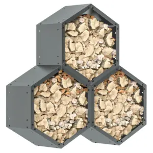 Best Three-Shelf Hexagon Metal Firewood Rack - Grey