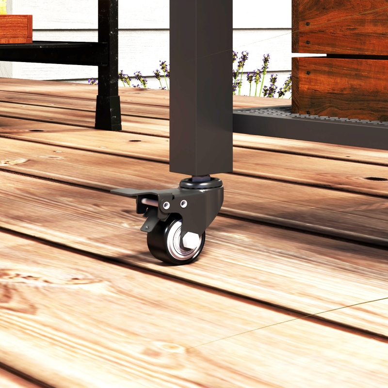 Best Three-Shelf Outdoor Grill Cart with Stainless Steel Top, Outdoor Kitchen Island with 4 Wheels, 3 Hooks, Movable Food Prep Pizza Oven Table for Kitchen, Patio, Garden, 65.5 x 41 x 79 cm - Image 9