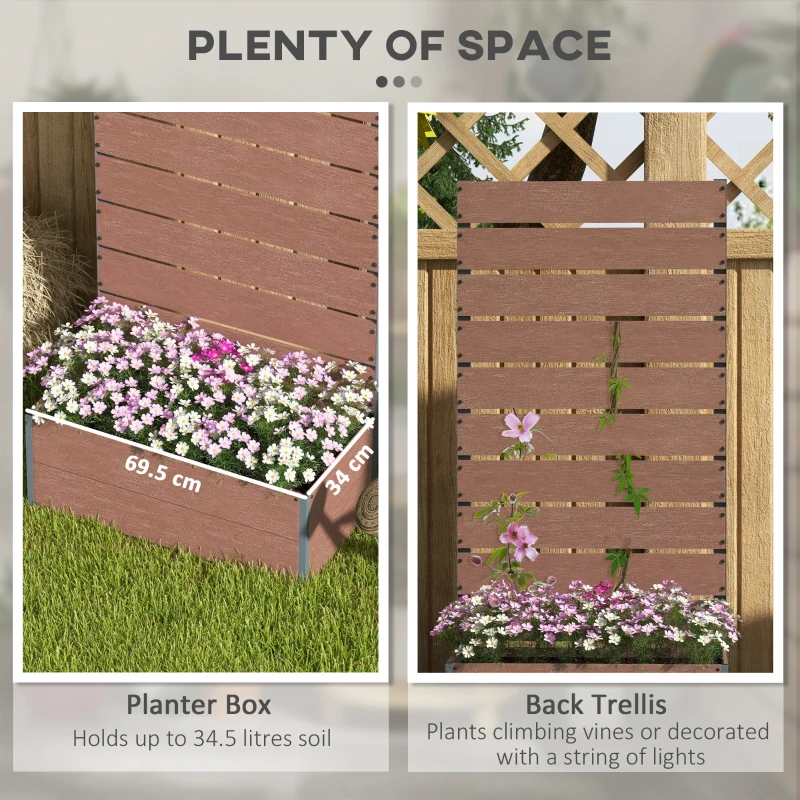 Best 34 x 69.5cm Garden Planter Box, with Back Trellis, Brown - Image 4