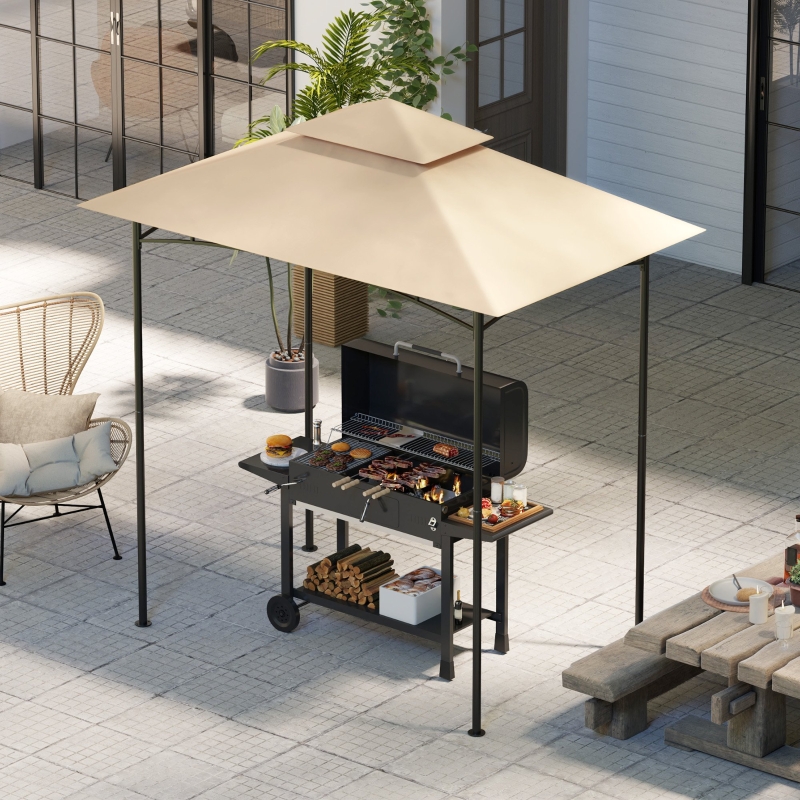 Best Grill Gazebo Replacement Canopy Roof for 1.5 x 2.4m Frame, UPF50+ Protection, Double Tiered 5' x 8' Outdoor BBQ Gazebo Cover Replacement, TOP COVER ONLY, Beige - Image 10