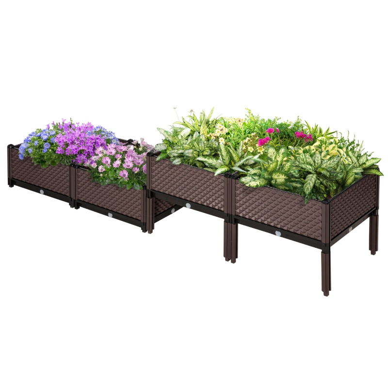 Best 50cm x 50cm x 46.5cm Set of 4 41L Garden Raised Bed Kit, PP DIY Elevated Planter Box, Flower Vegetables Planting Container with Self-Watering Design and Drainage Holes - Image 11