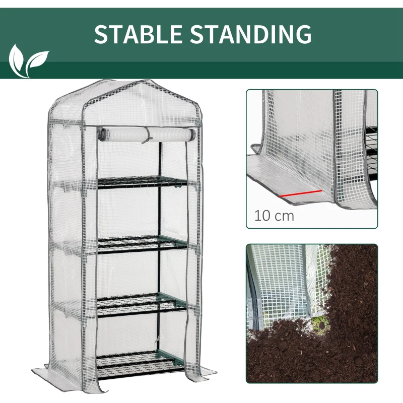 Best 4 Tiers Mini Portable Greenhouse Compact Plant Grow Shed Metal Frame PE Cover 160H x 70L x 50Wcm - Image 7