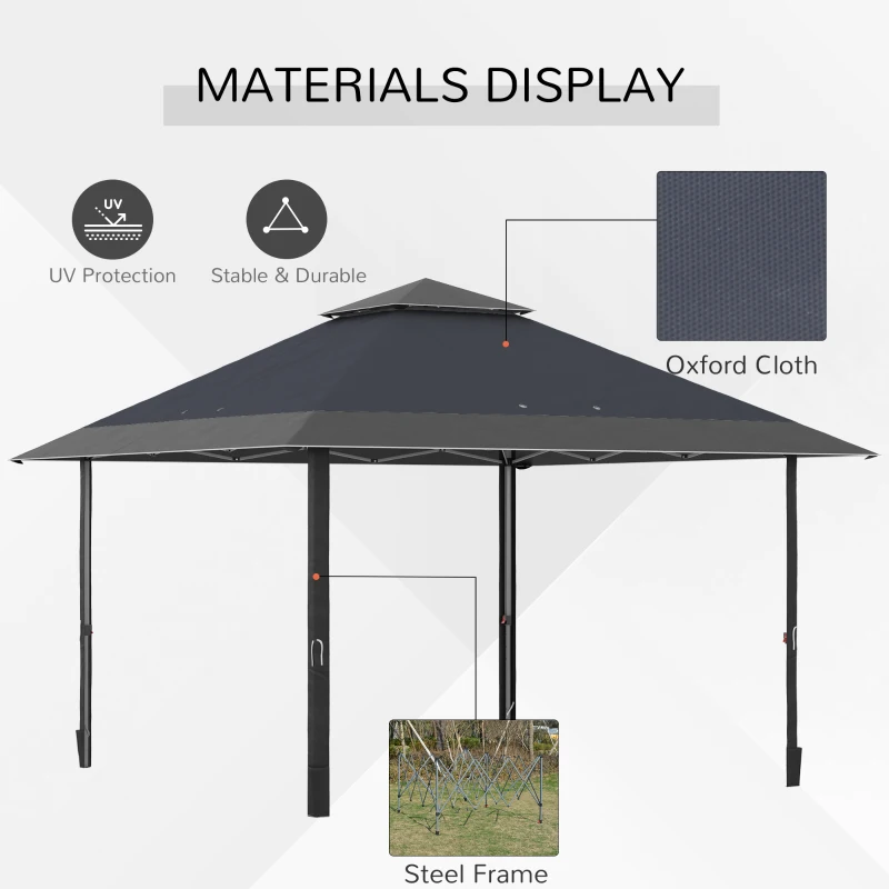 Best 4 x 4m Pop-up Gazebo Double Roof Canopy Tent with UV Proof, Roller Bag & 3-Level Height Adjustable Outdoor Party, Steel Frame, Grey - Image 4