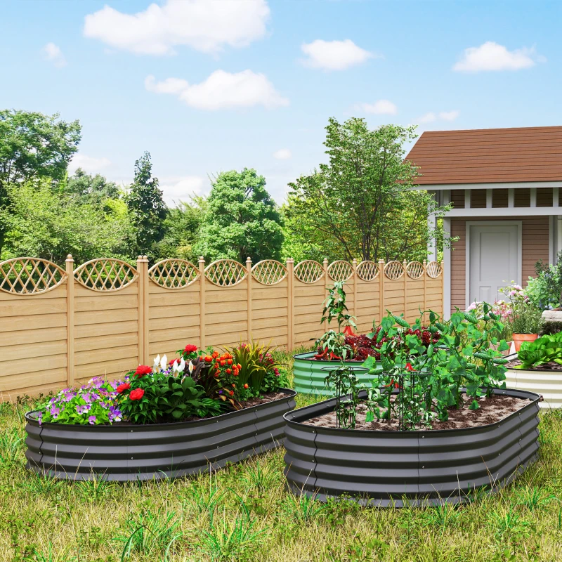 Best Set of Two 181 x 93cm Steel Planters - Dark Grey - Image 2