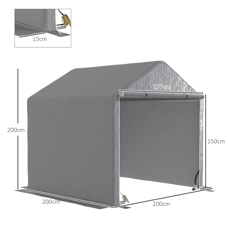 Best 2 x 2m Garden Fabric Storage Tent - Grey - Image 3