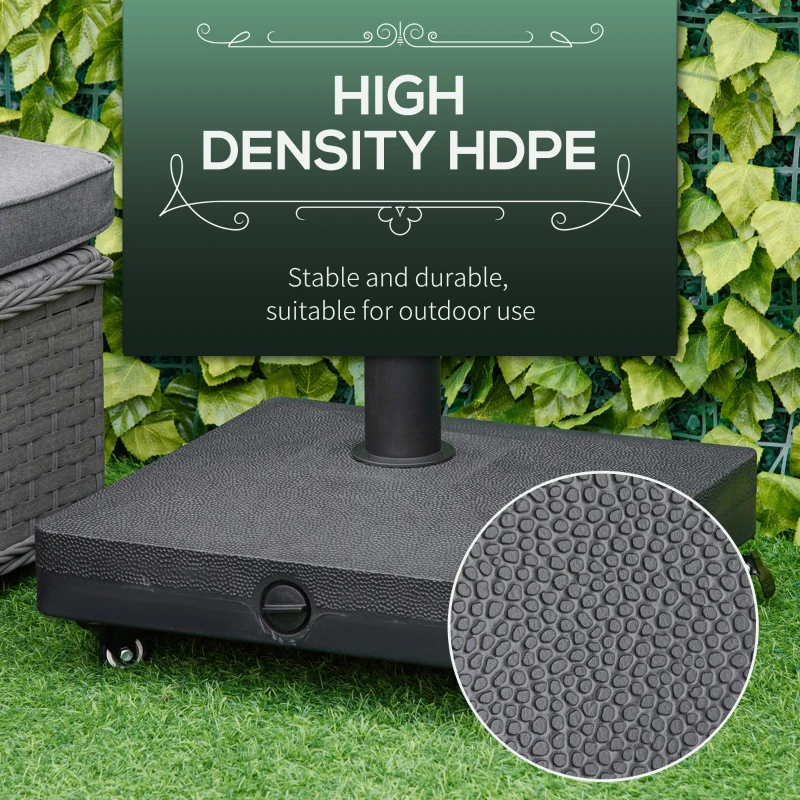 Best 20kg Garden Parasol Base with Wheels Heavy Duty Sand or Water Filled Patio Umbrella Base for Outdoor Deck Beach Black - Image 6