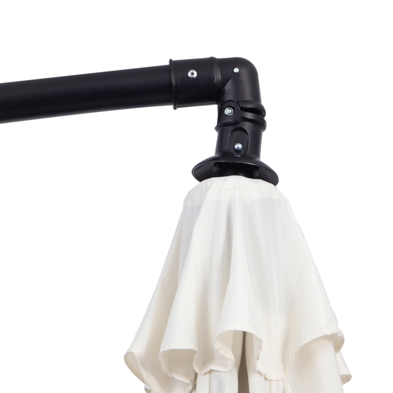 Best 3m Banana Umbrella Parasol, Offset Cantilever Parasol Umbrella with Cross Base, Cream White - Image 9