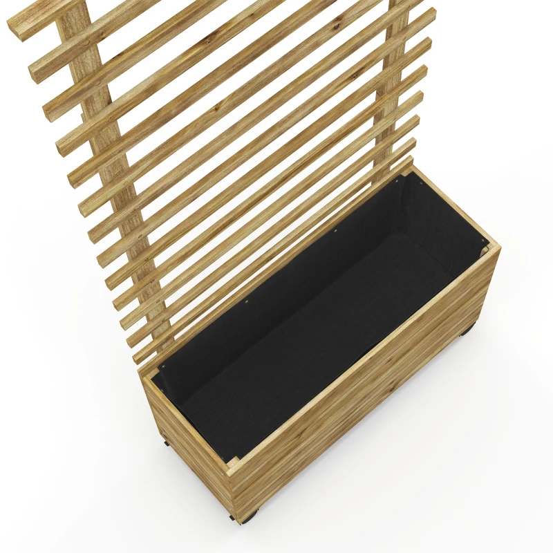 Best Wooden Raised Planter, with Back Trellis - Natural Finish - Image 8