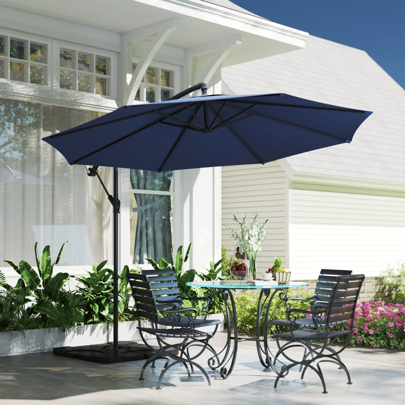 Best 3m Overhanging Parasol, with Base, Weights and Cover - Blue - Image 10