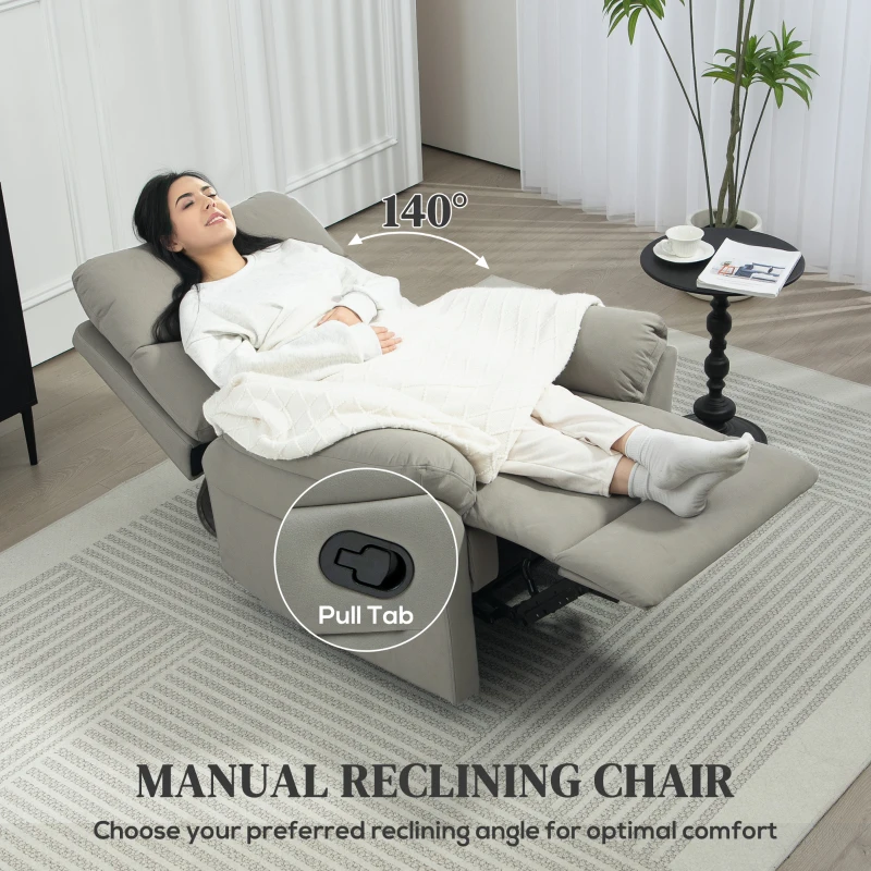Best 140° Manual Reclining Armchair, with Footrest - Grey - Image 4