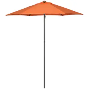 Best 2m Garden Parasol Umbrella, Outdoor Sun Shade with 6 Sturdy Ribs for Balcony, Bench, Garden, Orange