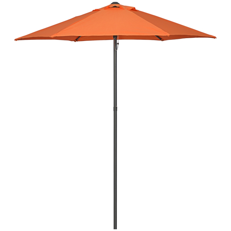 Best 2m Garden Parasol Umbrella, Outdoor Sun Shade with 6 Sturdy Ribs for Balcony, Bench, Garden, Orange