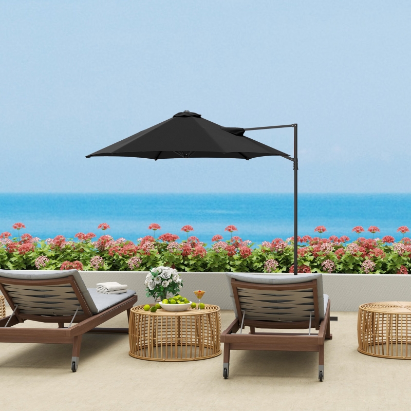 Best 2.5m Rotating Cantilever Parasol - Black - Image 10
