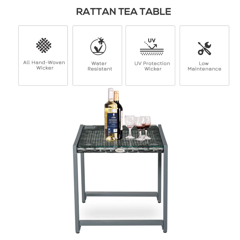 Best Rattan End Table Side Coffee Desk Outdoor Patio Wicker Sofa Chat Garden Furniture - Image 4