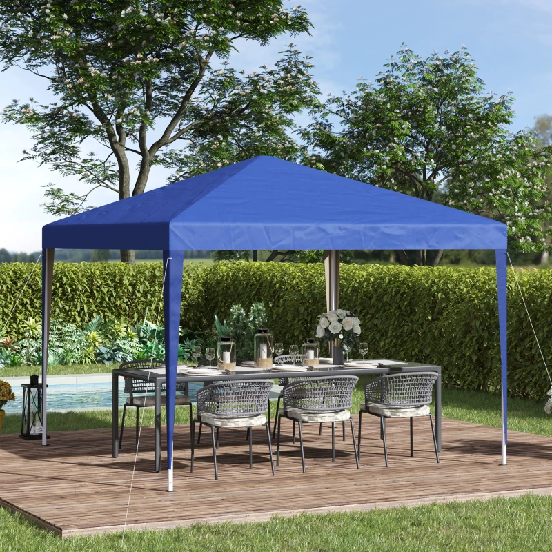 Best 3 x 3M Garden Pop Up Gazebo Height Adjustable Marquee Party Tent Wedding Canopy with Carrying Bag, Blue - Image 2