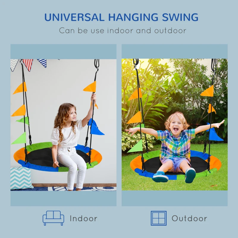 Best Kid Nest Swing Seat Saucer Tree Swing 40 Inch/100cm Adjustable Rope Outdoor Indoor for Kids Over 3 Years Old Multi-Colour - Image 7