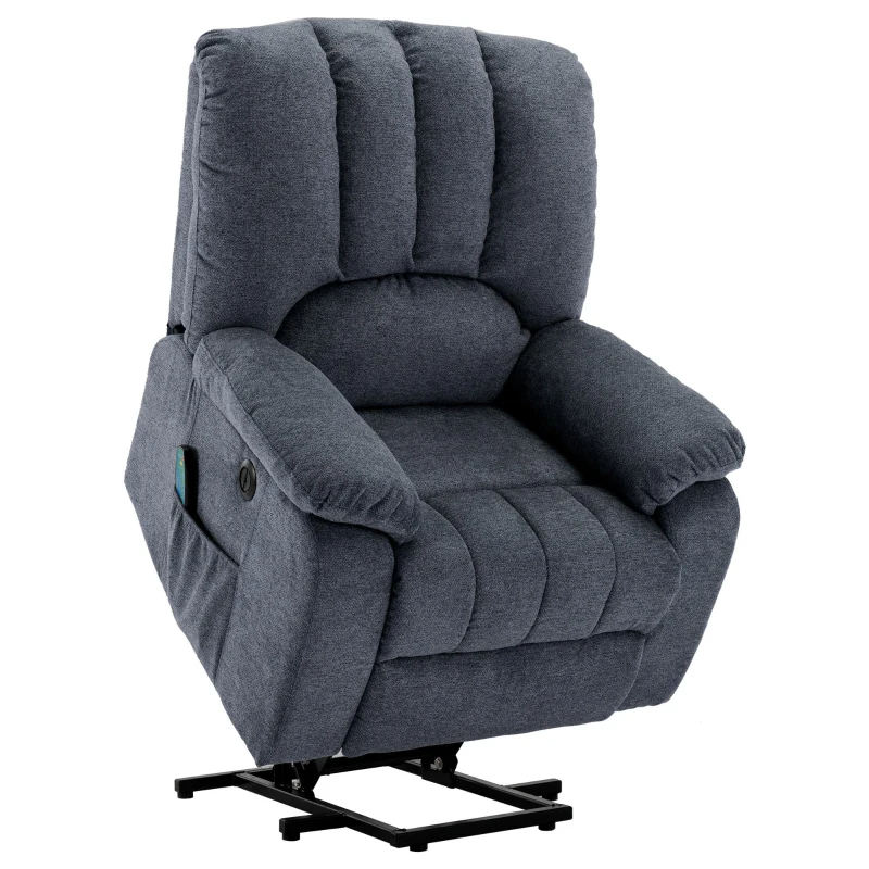 Electric Recliner Armchair with Heating Massage Points, USB Ports, Side Pockets, Executive Power Lift Massage Chair, 92x94x105 cm, Light Grey-Blue - Image 2