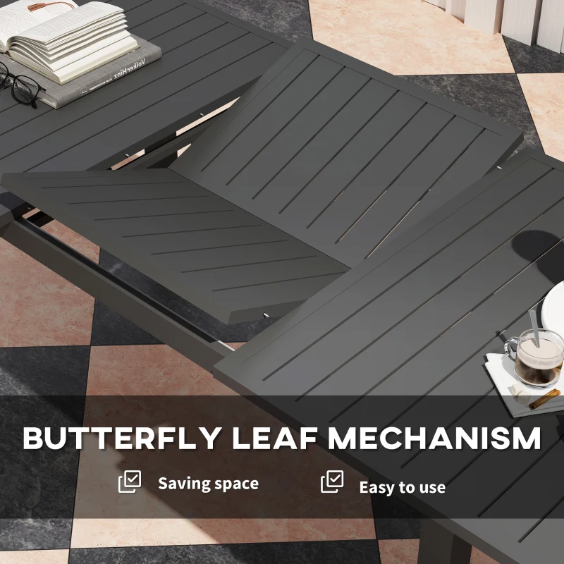 Best Aluminium Extending Garden Table with Slatted Top for 6-8 Person, 160/220 x 90 x 73 cm, Grey - Image 5