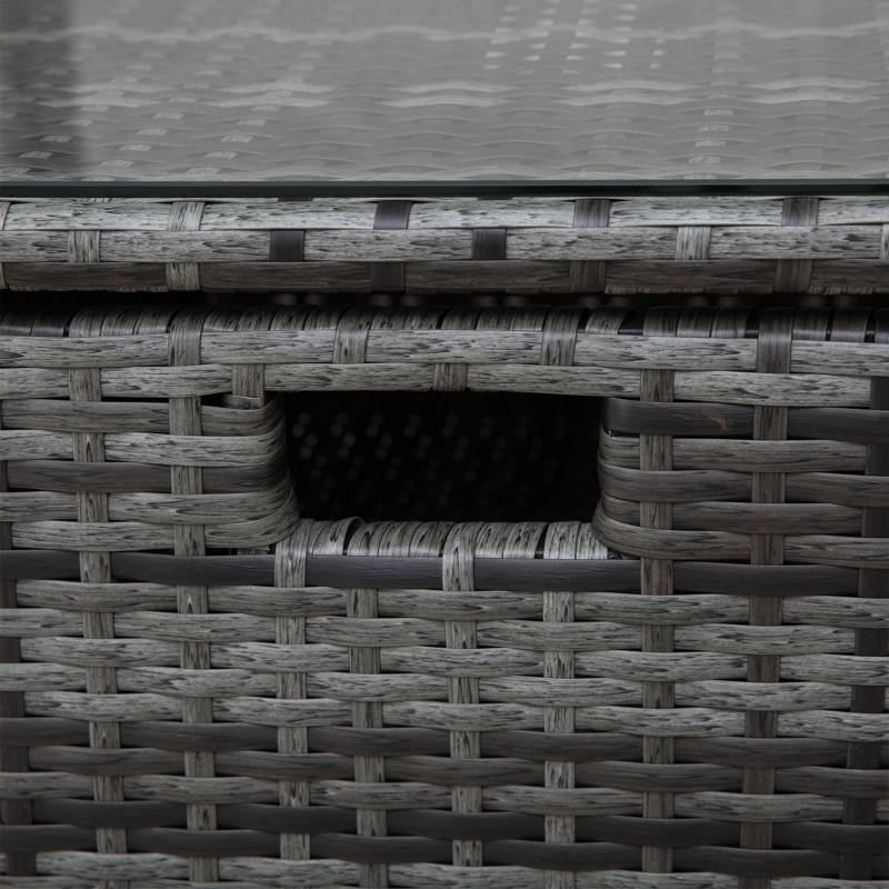 Best 4 Pcs Rattan Wicker Garden Furniture Patio Sofa Storage & Table Set w/ 2 Drawers Coffee Table,Great Cushioned 4 Seats Corner Sofa - Grey - Image 10