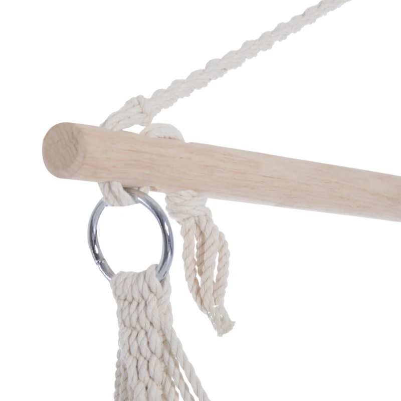 Best Outdoor Hanging Rope Chair with Soft Padded Seat & Backrest, Garden Hammock Chair with Wooden Support Bar Cotton Cloth, Portable Garden Chair for Patio & Tree, Brown - Image 7