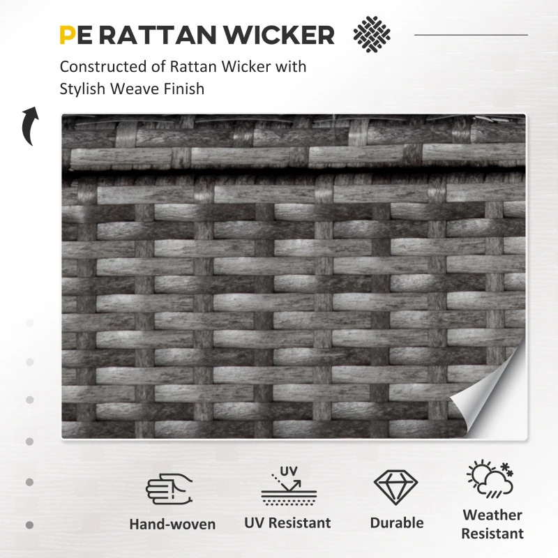 Best 4 Pieces PE Rattan Garden Sofa Set with Cushions, Outdoor Patio Wicker Weave Conservatory Furniture Set with a Loveseat, 2 Armchairs and a Glass Top Coffee Table, Grey - Image 4