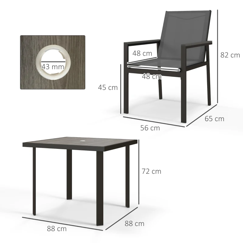 Best Five-Piece Metal Dining Set, with Glass-Top Table - Grey - Image 3