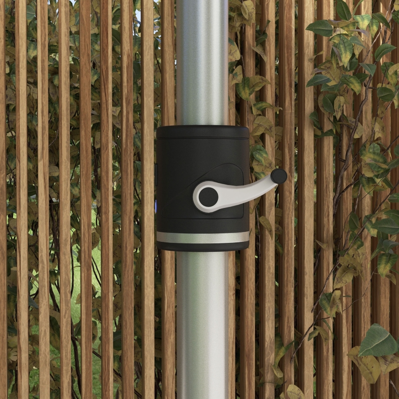 Best 3m Parasol, with Solar-Powered LED Lights - Khaki - Image 9