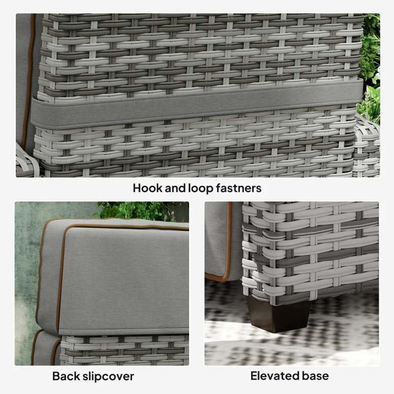 Best 145° Reclining Rattan Armchair, with Footrest - Mixed Grey/Grey - Image 8