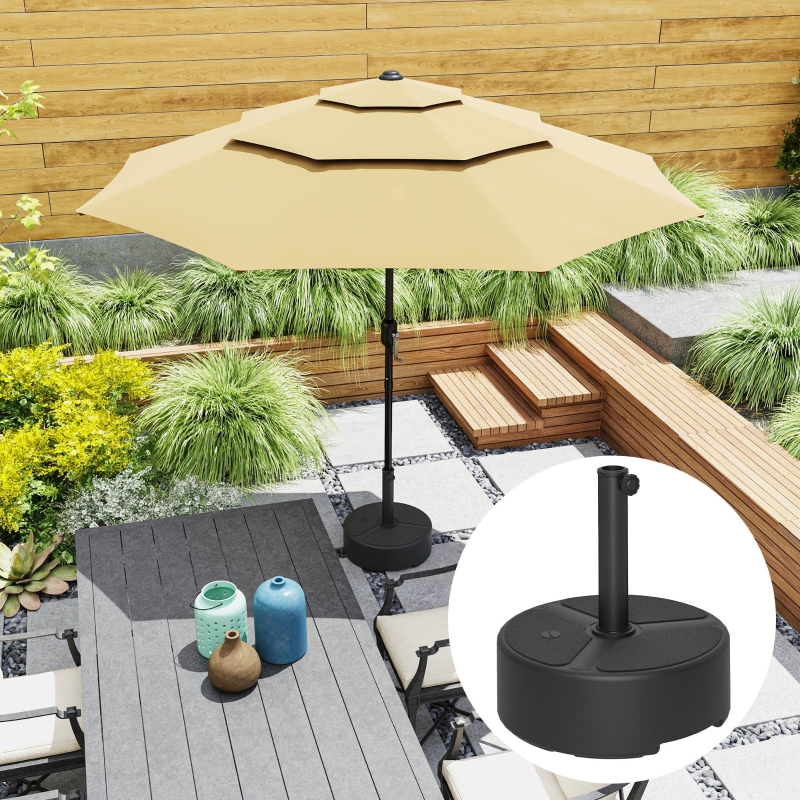 Best Round Garden Parasol Base, Garden Umbrella Stand Heavy Duty Parasol Base, Filled Up to 20kg with Stand or 18kg with Water for 38, 48 mm Poles, Black - Image 10
