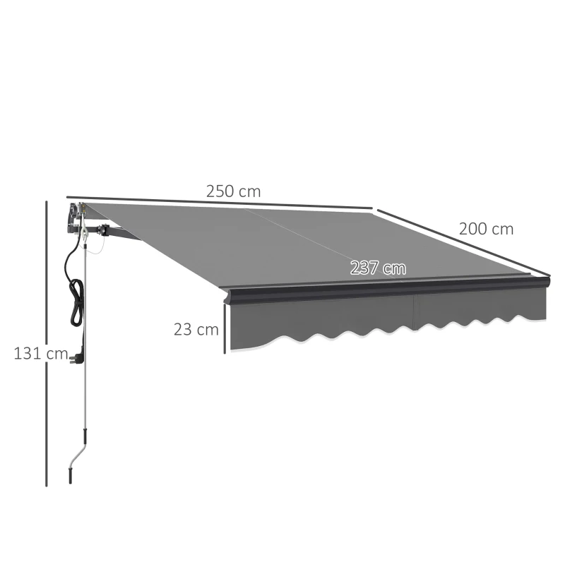 Best 2.5 x 2m Electric Awning with Remote Controller, Aluminium Frame DIY Retractable Awning, UV30+ Sun Shade Canopy for Garden Patio Deck Door Window, Dark Grey - Image 3