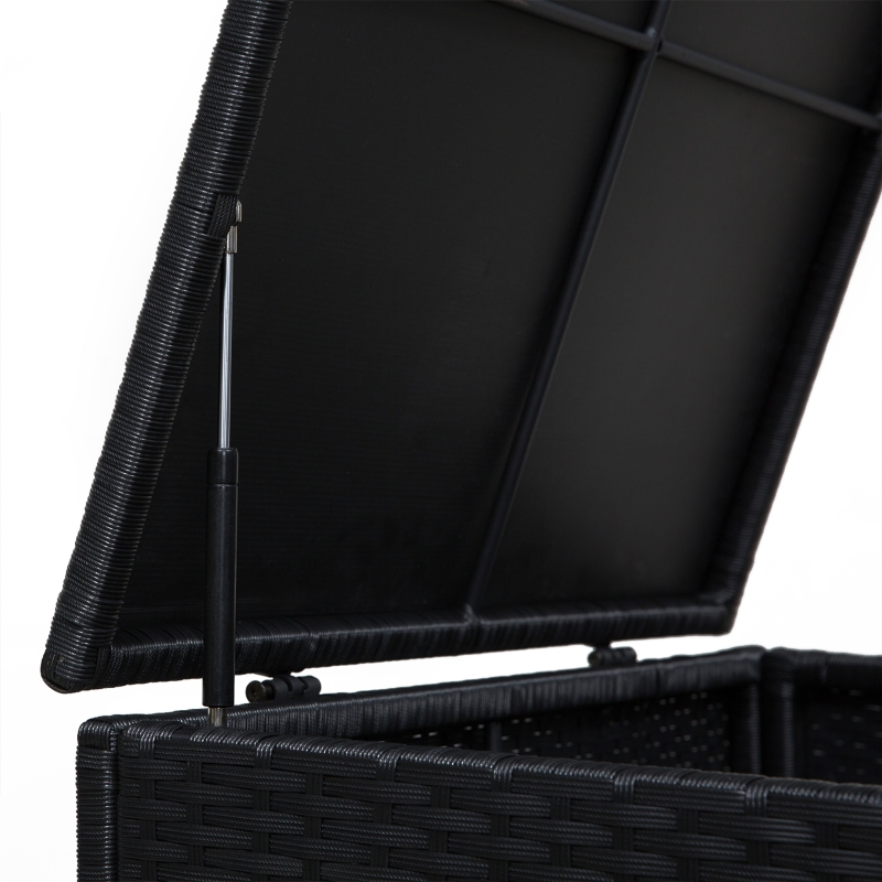 Best 4 Pieces Rattan Garden Furniture Set, 4 Seater Corner Sofa Set with Storage Box, 2 Drawers Coffee Table, Loveseats with Cushions, Wicker Garden Conservatory Furniture for Balcony, Black - Image 9