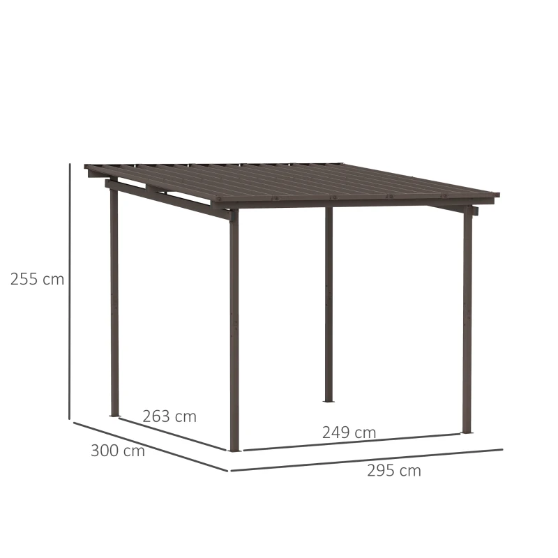 Best 3 x 3(m) Garden Pergola with Waterproof Metal Roof, Lean to Pergola Hardtop Gazebo, Wind-resistant Outdoor Sun Shade, Easy to Assemble - Image 3