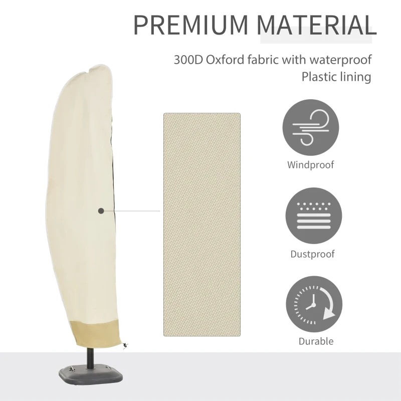 Best Parasol Cover, 600D Oxford Cantilever Umbrella Cover Fit for 2-4m Parasol, Banana Umbrella Protector with Zipper for Outdoor Garden, Patio, White - Image 4