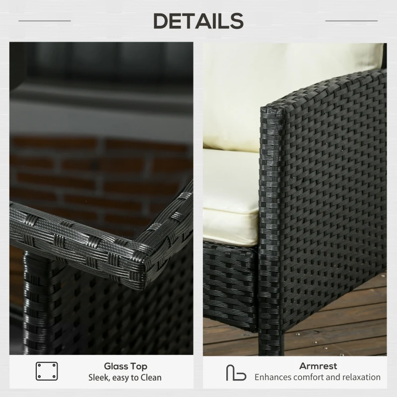 Best 5 Seater Rattan Garden Furniture Set, 2 Armchairs, 3-Seater Wicker Sofa, 2 Footstools and Glass Table, 6 Piece Patio Rattan furniture Sofa Sets with Cushions for Conservatory, White - Image 6