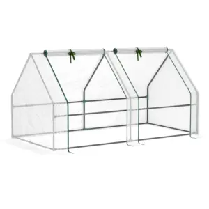 Best Mini Small Greenhouse with Steel Frame & PE Cover & Zipped Window Poly tunnel Steeple for Plants Vegetables, 180 x 90 x 90 cm, White
