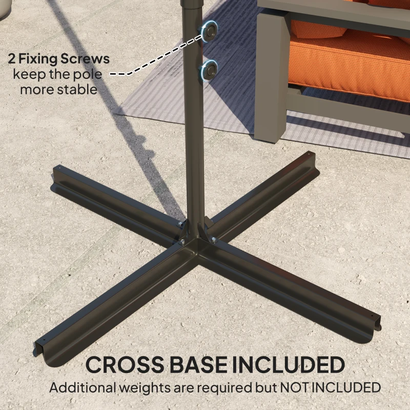 Best 2.5m Rotating Cantilever Parasol - Orange - Image 6