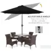 Best 2.7m Outdoor Patio Garden Umbrella Parasol with Tilt Crank and 24 LEDs Lights, Black - Image 5