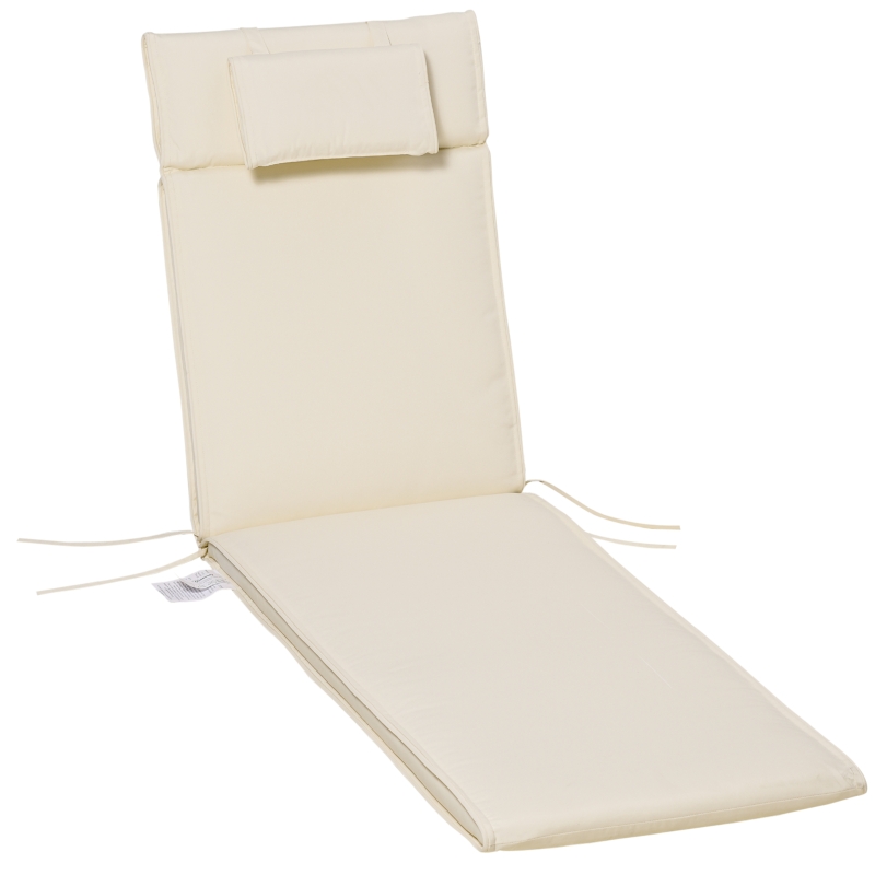 Best Garden Sun Lounger Cushion Replacement Thick Sunbed Reclining Chair Relaxer Pad with Pillow - Cream White - Image 11