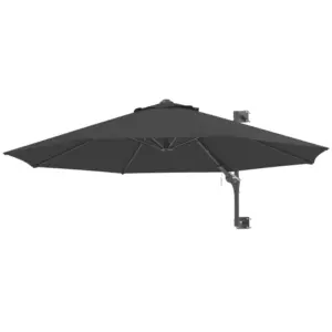 Best 3m Wall-Mounted Parasol Shade, with Handle - Grey
