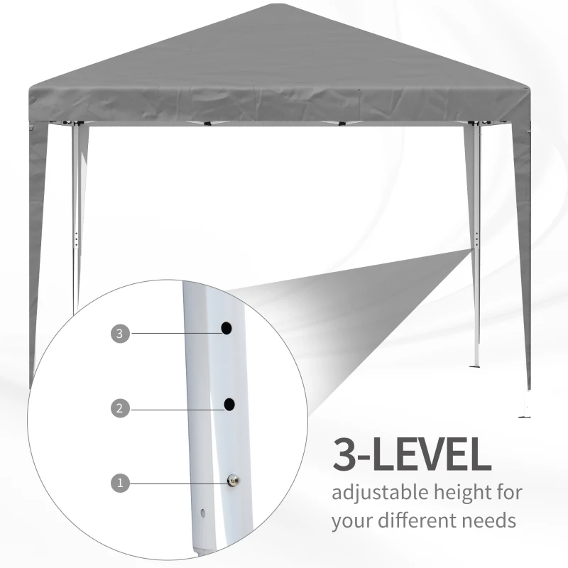 Best 3 x 3 m Garden Pop Up Gazebo Marquee Party Tent Wedding Canopy, Height Adjustable with Carrying Bag, Grey - Image 6