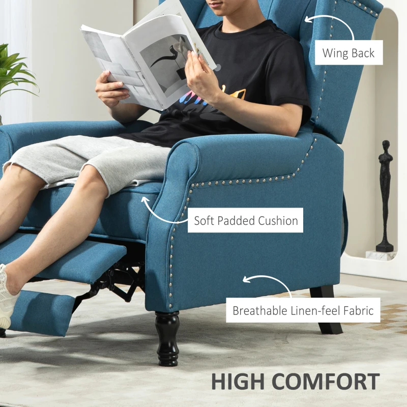 Best 150° Reclining Vintage Armchair, with footrest - Blue - Image 5