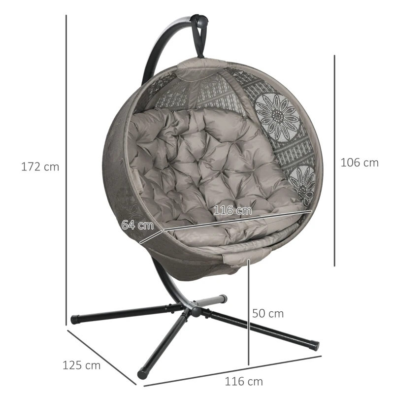 Best Round Egg Basket Chair, with Steel Stand, Sand - Image 3
