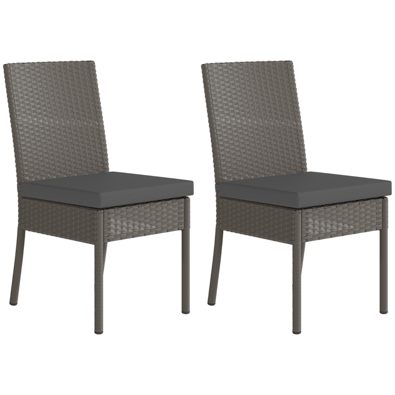 Best Set of Two Armless Rattan Garden Chairs - Dark Grey - Image 10