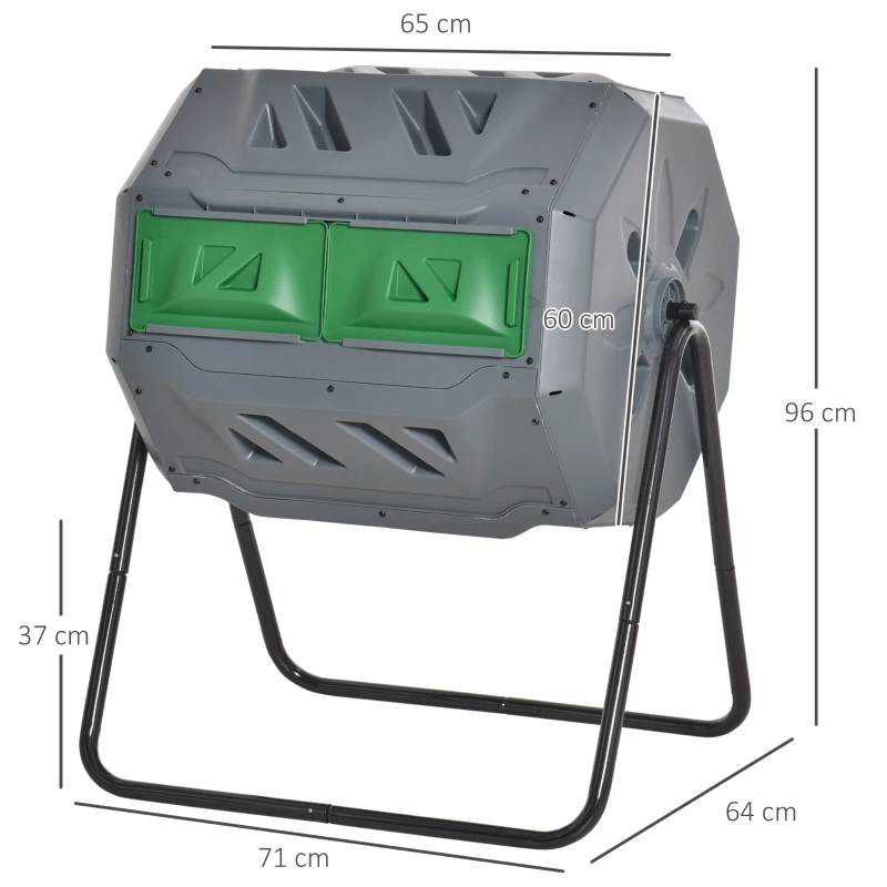 Best 160L 360° Rotating Dual Chamber Composter - Grey - Image 3
