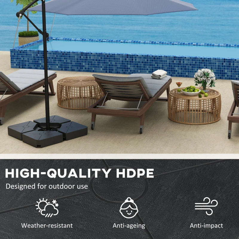 Best Umbrella Weights for Cantilever Parasols, Set of 4 Heavy Duty Parasol Base Weights, 64kg Sand or 55kg Water Filled, Black - Image 6